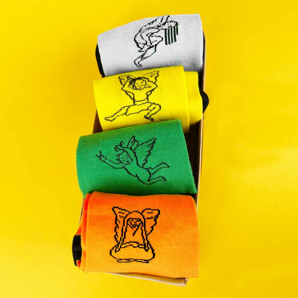 BOX with 4 colourful diversity socks - angels collection
